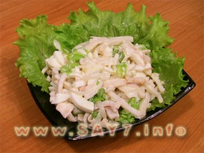 Салат из кальмаров с рисом
