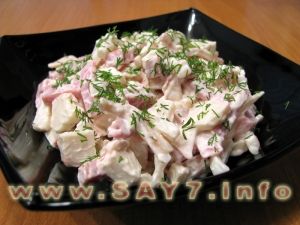 Calamari and crab stick salad