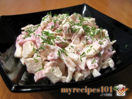 Calamari and crab stick salad