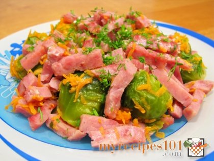 Brussels sprout, baked with ham