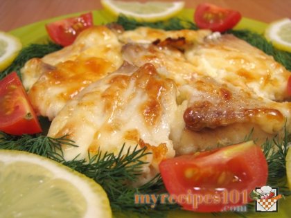 Fish stew under mayonnaise