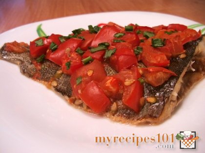 Baked flounder with tomatoes