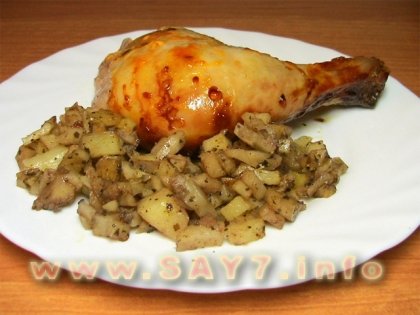 Курица, фаршированная картофелем
