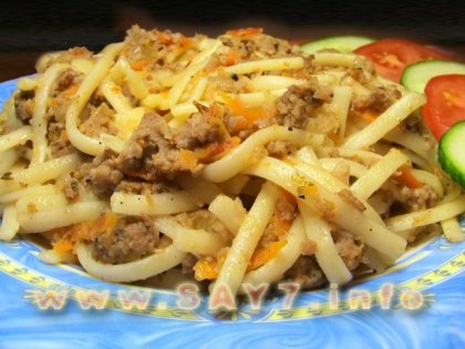 Спагетти, жаренные с фаршем