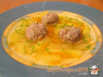 Potato soup with meatballs
