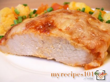 Pork under cheese crust