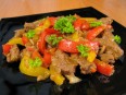 Fried beef with Bulgarian pepper