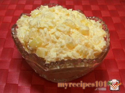 Salad with cheese and pineapples