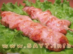 Fried pork on skewers