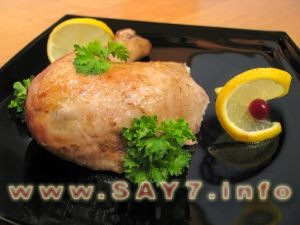 Fried chicken with lemon and mustard