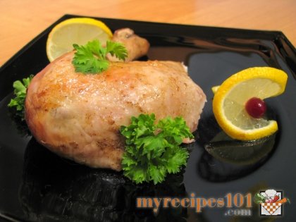 Fried chicken with lemon and mustard