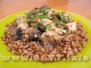 Fried Chicken filet with mushrooms