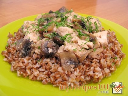 Fried Chicken filet with mushrooms