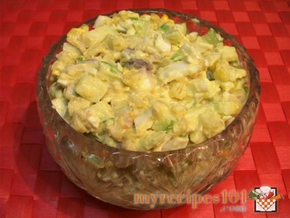Salad with herring, potatoes and apple