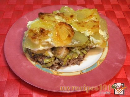 Potatoes with mushrooms and ground meat