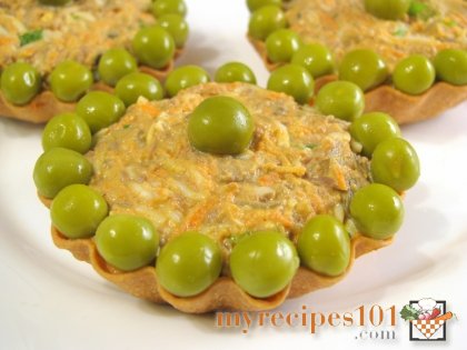 Tartlets with the chicken liver salad