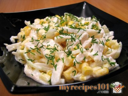 Squid and corn salad