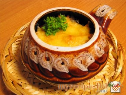 Julion with chicken and mushrooms