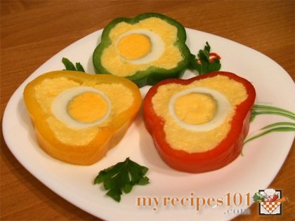 Peppers stuffed with cheese and eggs