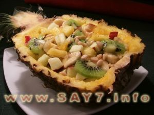 Fruit salad in pineapple