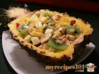 Fruit salad in pineapple
