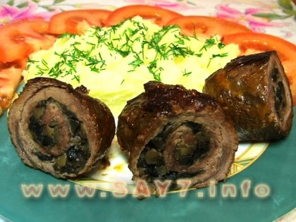 Мясные рулетики с грибной начинкой