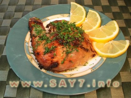 Курица, жаренная с лимоном и горчицей